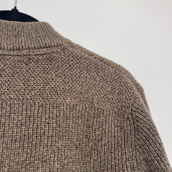 Eddie Bauer 1/4 Button Sweater Brown Chunky Knit Henley Fisherman Outdoor Tall L - Picture 16 of 16